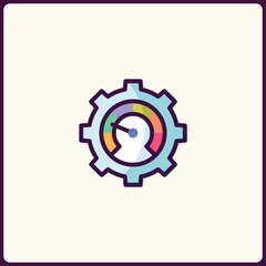 Poster - Innovative technology gear symbol, performance measurement indicator icon design