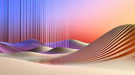 Poster - Minimalist soft pink and violet gradient waves forming a modern and calming backdrop.