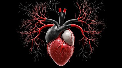Poster - Scientific heart anatomy diagram showing blood flow and circulation.