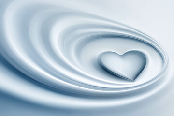 Wall Mural - Rippling waves create serene heart shape in soft blue tones, capturing tranquil abstract moment in art
