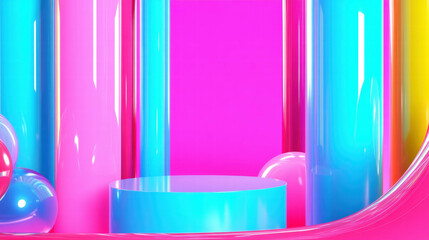 Poster - Vibrant abstract background with colorful podium for creative design
