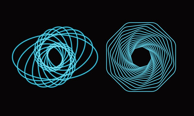 Wall Mural - Spirograph abstract element with neon effect