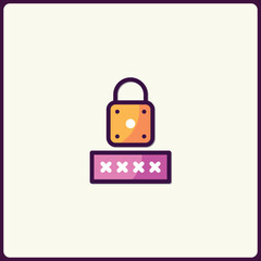 Poster - Stylish icon featuring a padlock above a password bar in vivid colors