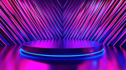 Poster - Vibrant abstract background with illuminated podium for modern design