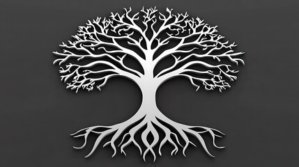 Poster - Stylized Tree of Life Symbol in Silver on a Dark Background