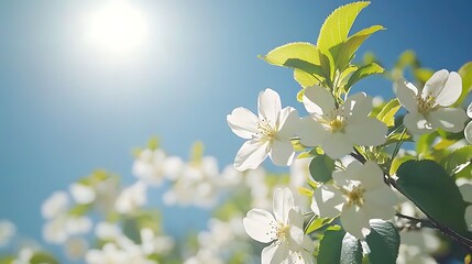 Poster - White Blossoms Spring Sunlight Nature Photography
