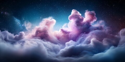 Wall Mural - colorful cloud filled with stars and a pink cloud