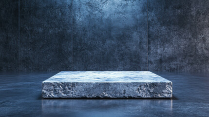 Poster - Modern abstract concrete podium display in a textured environment for design projects