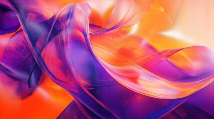 Poster - Vibrant abstract waves of neon orange and purple light patterns