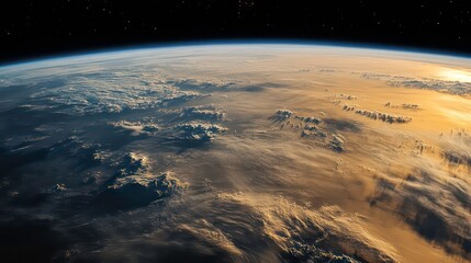 Wall Mural - a stunning view of earth from space, showcasing continents and oceans against a dark backdrop, highl