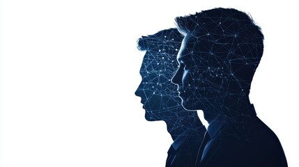 Poster - Silhouettes of Business Professionals in a Networking Concept with Digital Connections