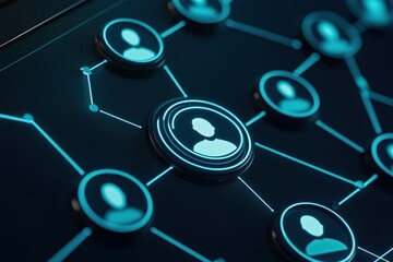 Poster - Futuristic Human Resource Technology Concept with Digital Connections and User Profiles
