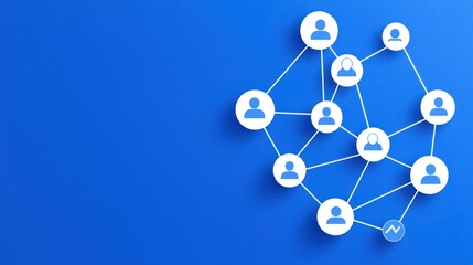 Poster - Digital Networking Concept Illustration with Connections and User Icons on Blue Background