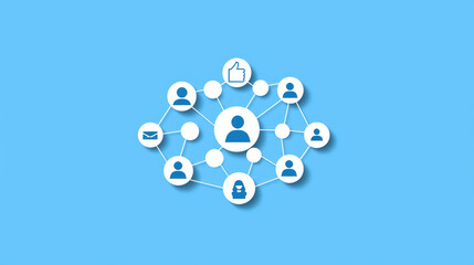 Poster - Digital Networking Concept Illustration Featuring Connections and Interaction Symbols