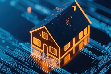Poster - Futuristic Smart Home Concept with Digital Interface and Display Technology Visual Representation