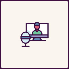 Poster - Podcast Interview Icon, Online Meeting, Remote Communication Concept Symbol