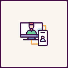 Poster - Modern Icon Design Illustrating Remote Communication Technologies Connection