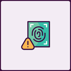 Poster - Fingerprint Authentication Error Sign, Security Vulnerability Detection Icon