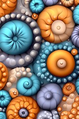 Aufkleber - Vibrant sea abstract seamless pattern with colorful spirals, background texture