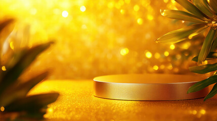 Poster - Elegant matte gold podium with minimalist clean lines for luxury display
