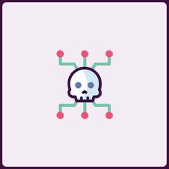 Poster - Cybersecurity threat represented by a skull icon connected to nodes