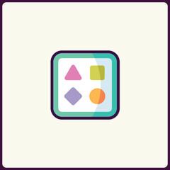 Poster - Stylized shapes in a square icon with rounded borders, vivid colours