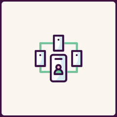 Fototapete - Decentralized social media platform concept, isolated colorful illustration