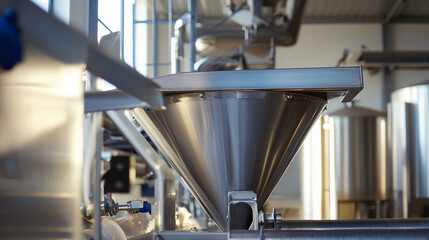 Aufkleber - Hopper component of industrial processing machinery in operation Generative AI