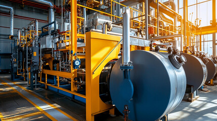Poster - Industrial boiler equipment operates efficiently in factory Generative AI