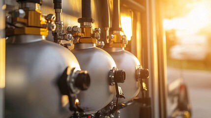 Aufkleber - Brake system tanks warming in evening light Generative AI