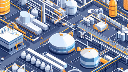 Poster - Detailed view of gas infrastructure in industrial landscape Generative AI