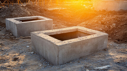 Poster - Square concrete manholes under construction in a site Generative AI
