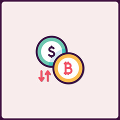 Poster - Symbolic Currency Exchange Dynamics Depicted Through Stylized Iconography