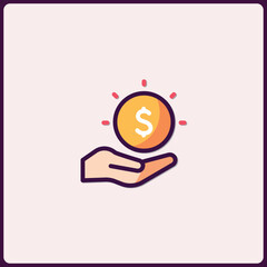 Aufkleber - Hand holding a golden coin with dollar symbol icon design illustration
