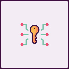 Fototapete - Digital Security Key Connecting to Networks for Data Protection Icon