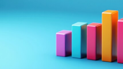 Poster - Colorful bar graphs representing data analysis on a blue background