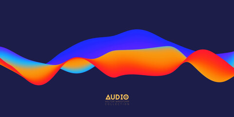 Poster - gradient sound wave abstract background. colorful flow of music wave. vector vibrant fluid splash.