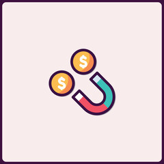 Aufkleber - Colorful icon illustrating financial attraction with a magnetic force pulling money