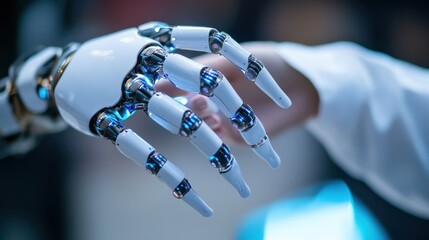Poster - Close-up of a consultant discussing ai technology applications with a client focusing on business transformation