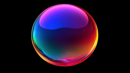 Poster - Abstract colorful sphere, vibrant colors, black background, digital art, graphic element, possible use in design, branding, or advertising
