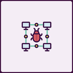 Poster - Network vulnerability icon depicting a bug affecting connected computers