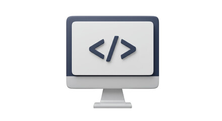 Isolated Dimensional Computer Screen Displaying HTML Coding Brackets