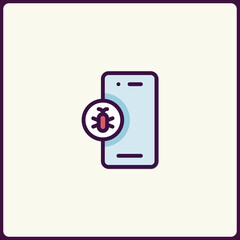 Poster - Alerting icon showcasing mobile device infection from malicious software threat