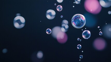 Wall Mural - a cluster of transparent orbs hovering above a blue and pink backdrop, featuring a radiant celestial