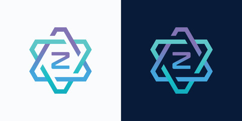 Poster - technology logo letter Z with hexagon circuit line style for digital, data, connection