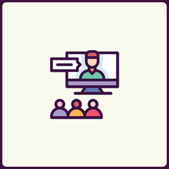Poster - Virtual conference icon, online meeting and web seminar presentation