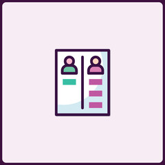 Poster - Organization chart with minimal line art showing staff positions for work