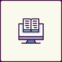 Fototapete - Online Education Icon, E-learning and Digital Learning Concept Portrayal