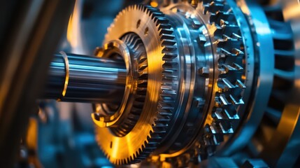 Poster - A close up shot of a complex mechanical assembly
