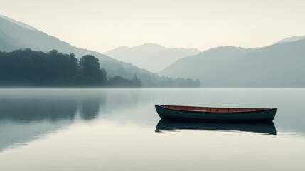 Naklejka na meble Serene Boat Gliding on Calm Lake Surface